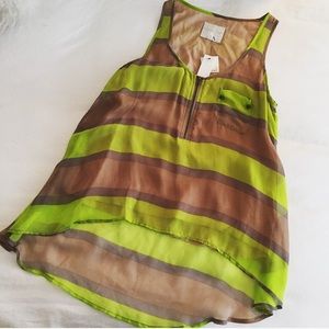 Line & Dot Silk Top-NWT - Perfect for Spring